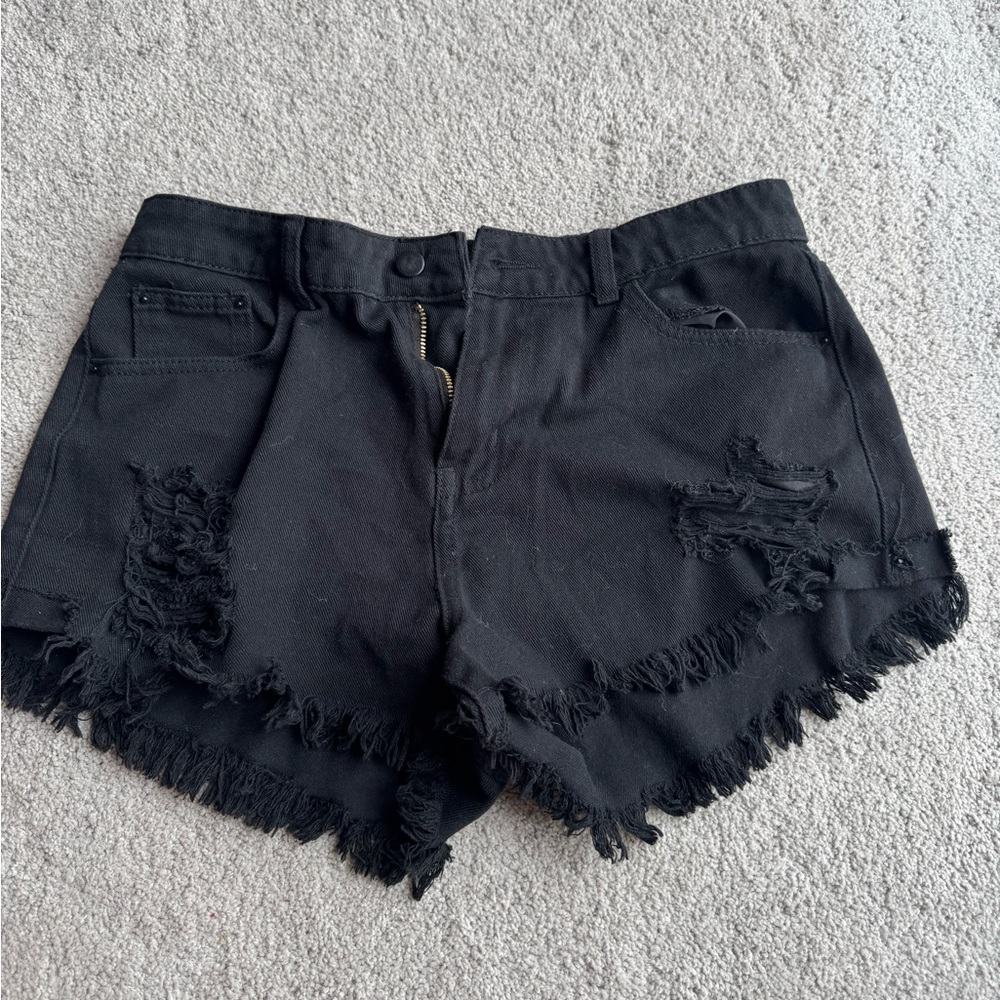 Black Distressed Women's Shorts
